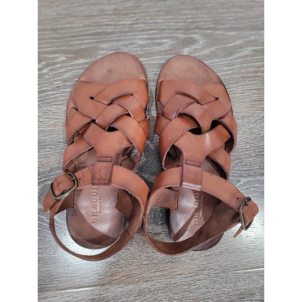 Brador Womens Leather Fisherman Sandals Brown Made in‎ Italy 6.5 EU 36 #3